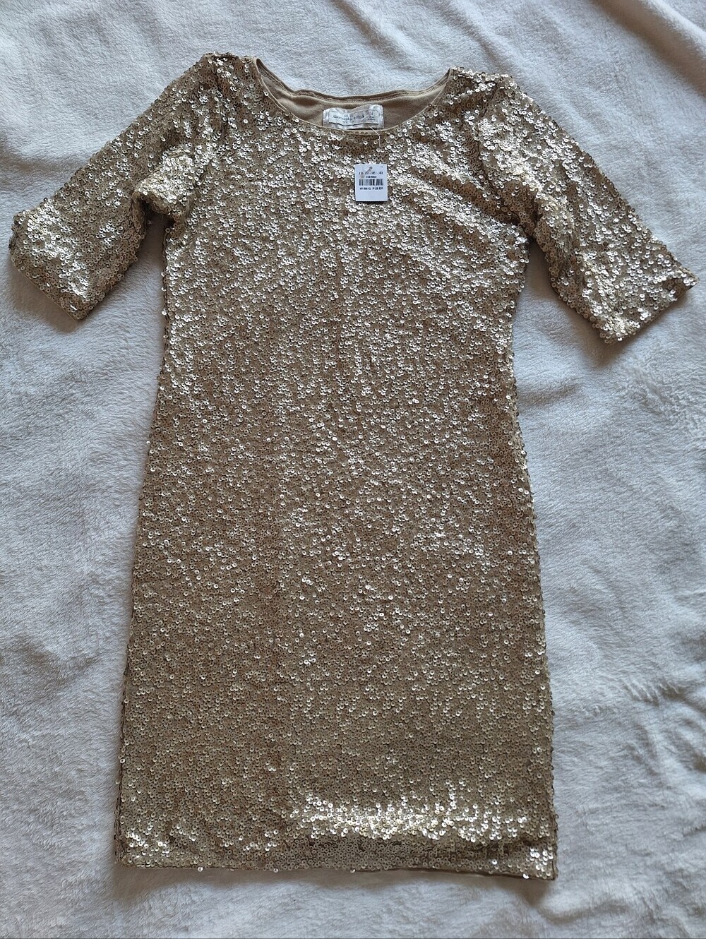 Abercrombie & Fitch Gold Sequin Bodycon Mini Dress Medium NWT